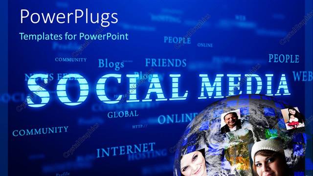  Presentation with corner - Globe overlaid with faces in corner of Social Media word cloud