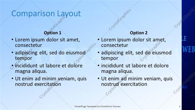 Comparison presentation slide layout