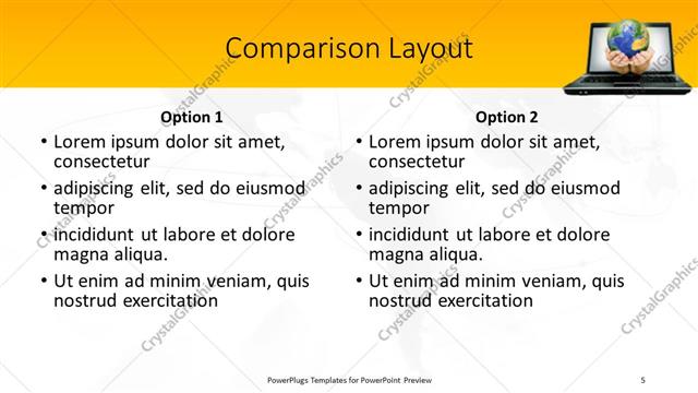 Comparison presentation slide layout