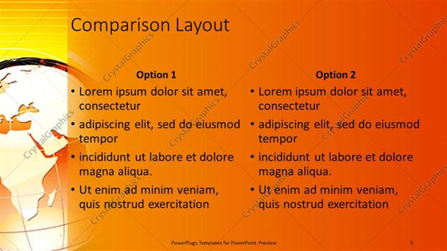 Comparison presentation slide layout