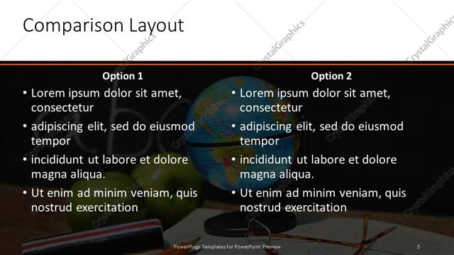 Comparison presentation slide layout