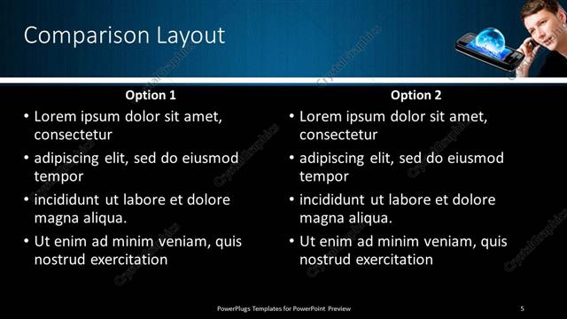 Comparison presentation slide layout