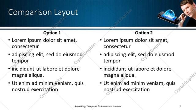 Comparison presentation slide layout