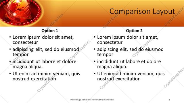 Comparison presentation slide layout