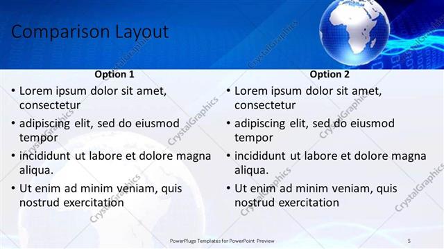 Comparison presentation slide layout