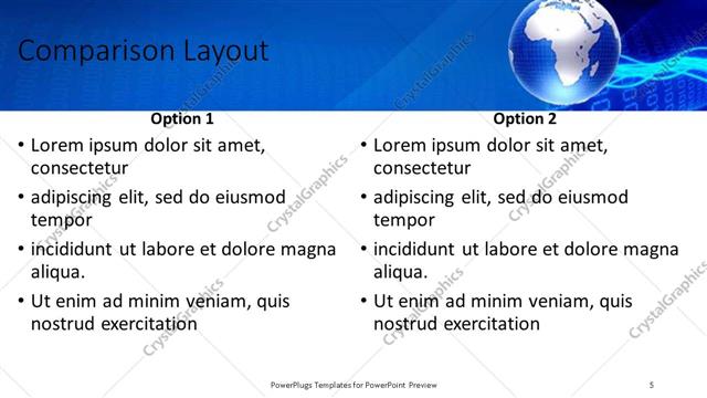 Comparison presentation slide layout