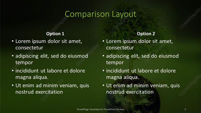Comparison presentation slide layout