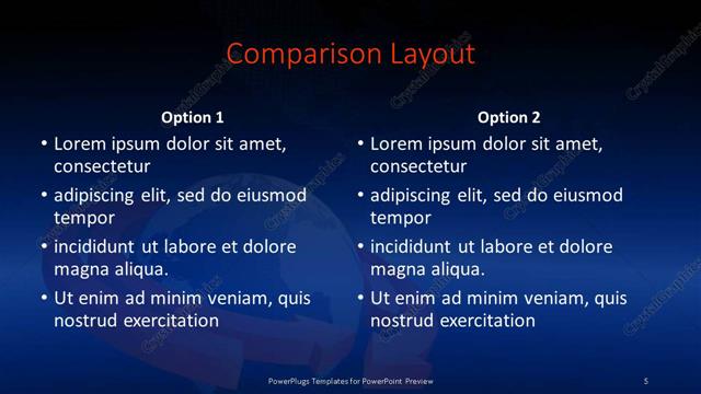 Comparison presentation slide layout