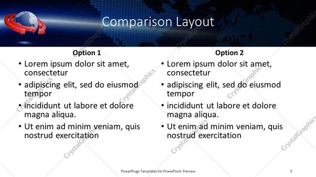 Comparison presentation slide layout