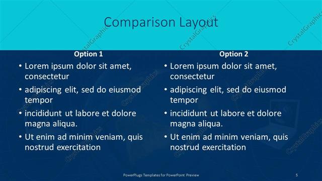 Comparison presentation slide layout