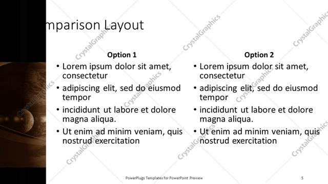 Comparison presentation slide layout