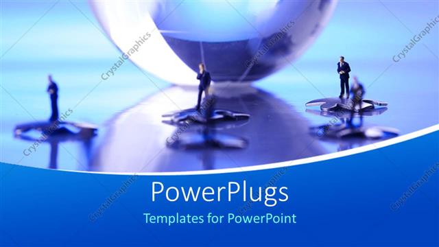  Presentation with teamwork - A globe with various people in front of it