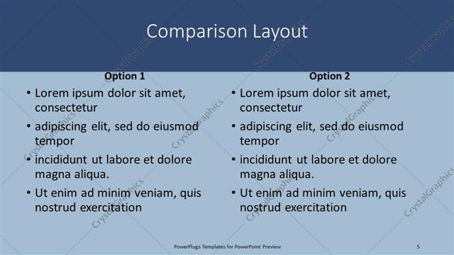 Comparison presentation slide layout