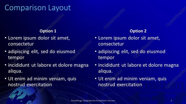 Comparison presentation slide layout
