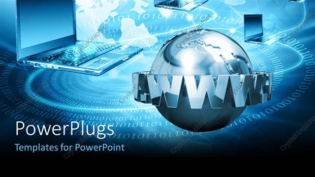  Presentation with www - A globe with the word www and laptops in the background