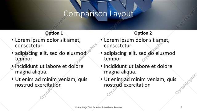 Comparison presentation slide layout