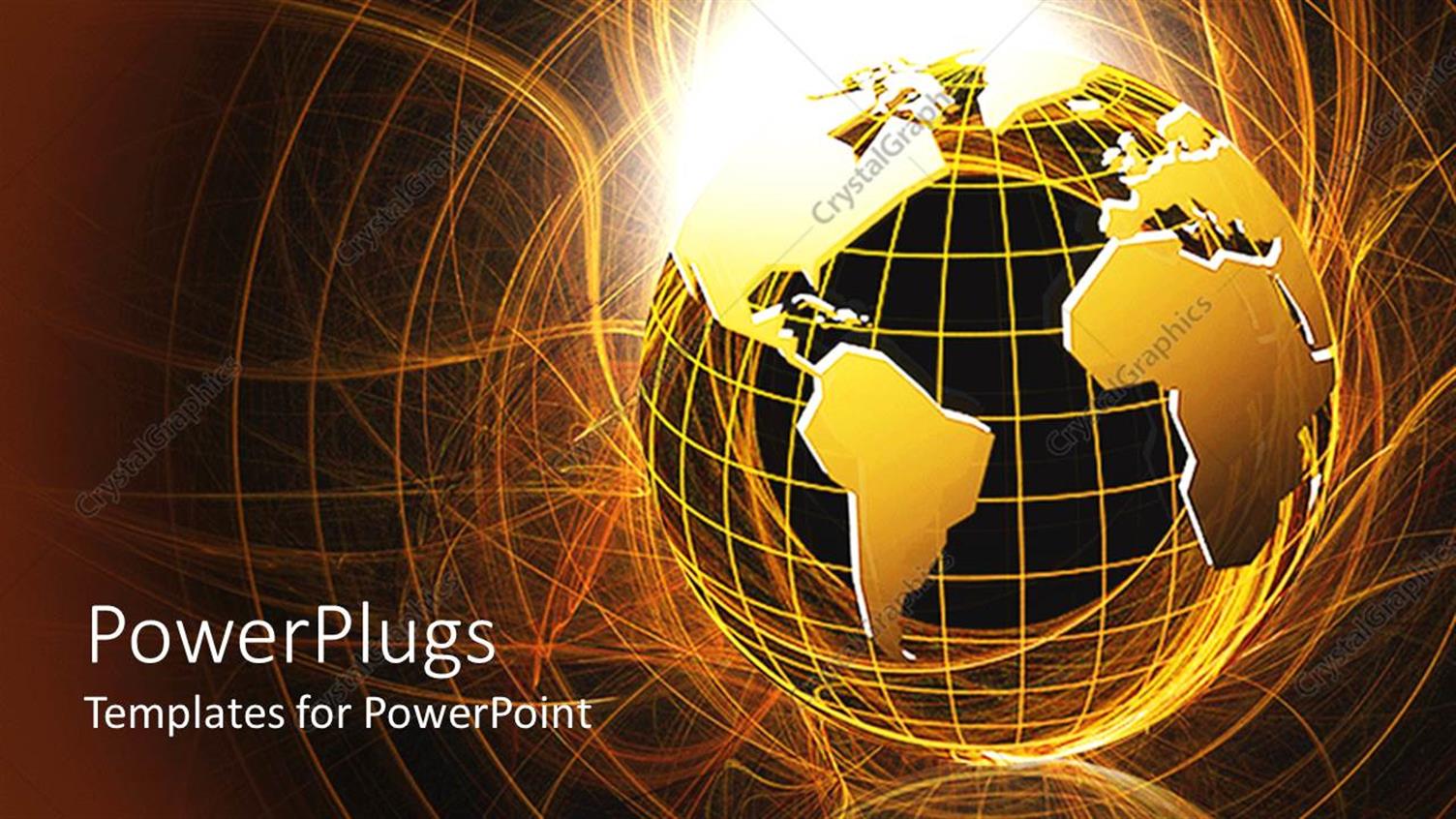 Featuring Globe World Earth Map with Continents in Gold, Latitude, Longitude