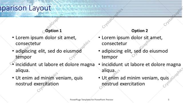 Comparison presentation slide layout
