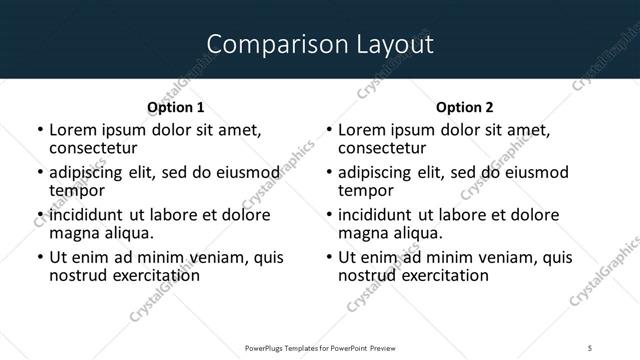 Comparison presentation slide layout