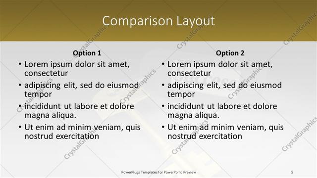 Comparison presentation slide layout