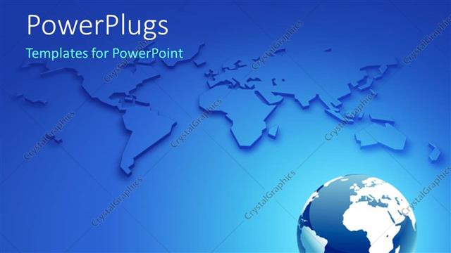  Presentation with world map - Glossy earth globe over blue background with world map