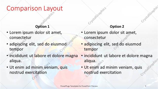 Comparison presentation slide layout
