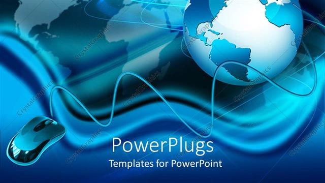  Presentation with earth planet globe - Glossy globe planet earth surrounded by mouse wire on plain world map background