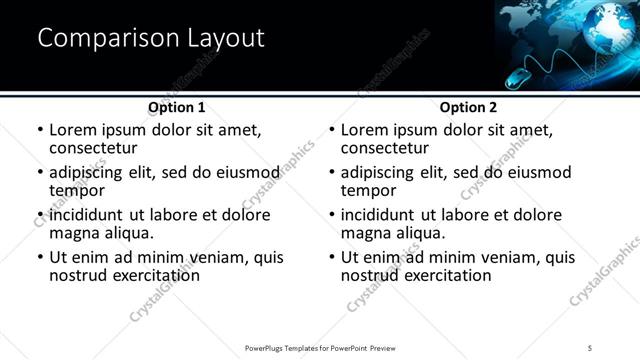 Comparison presentation slide layout