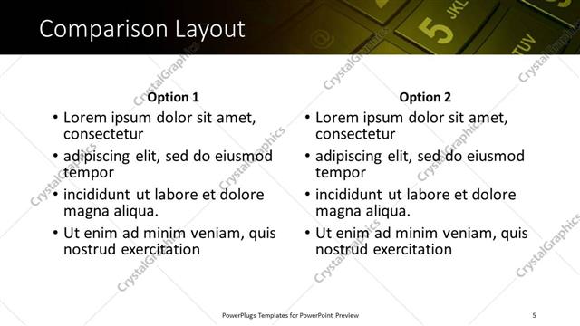 Comparison presentation slide layout