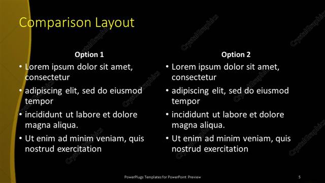 Comparison presentation slide layout