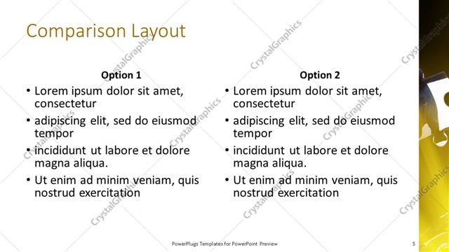 Comparison presentation slide layout