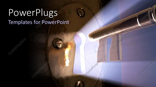  Presentation with unlock - Glow out of key hole with key moving towards hole