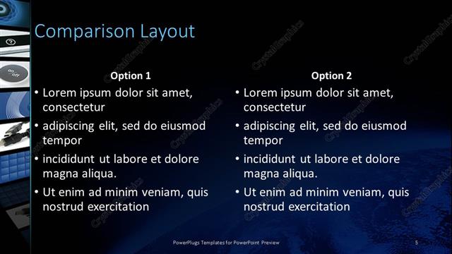 Comparison presentation slide layout