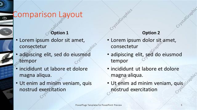 Comparison presentation slide layout