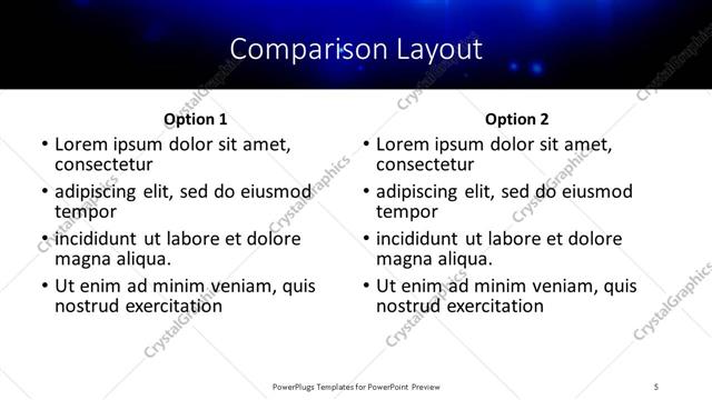 Comparison presentation slide layout