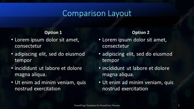 Comparison presentation slide layout