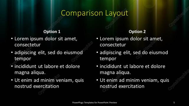Comparison presentation slide layout