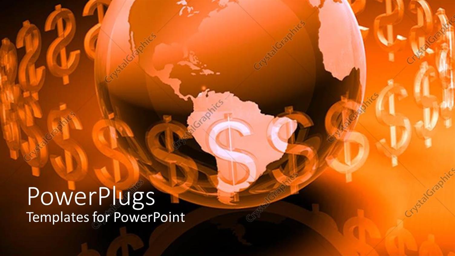 Featuring Glowing Brown and Pink Globe Surrounded by Translucent Dollar Signs