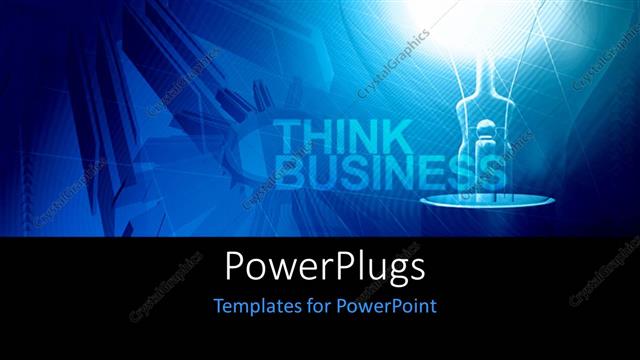  Presentation with think - A glowing bulb with a bluish background
