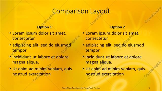 Comparison presentation slide layout