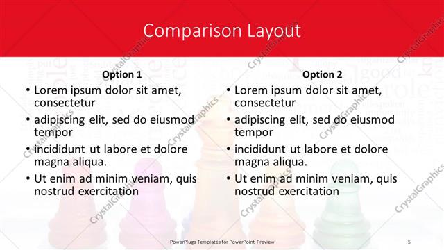 Comparison presentation slide layout