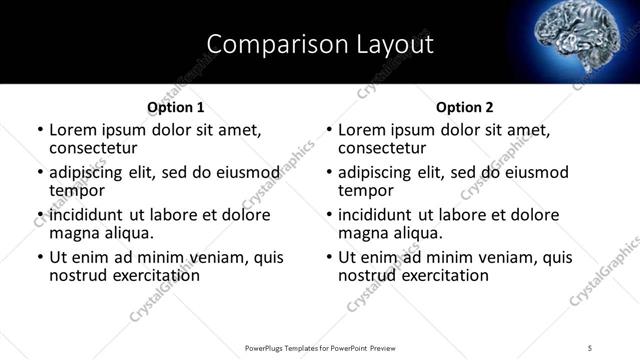 Comparison presentation slide layout