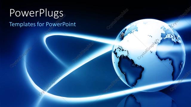  Presentation with swirls - Glowing earth globe in blue background with light swirls