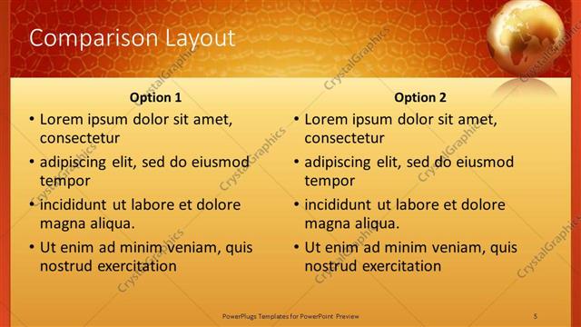 Comparison presentation slide layout