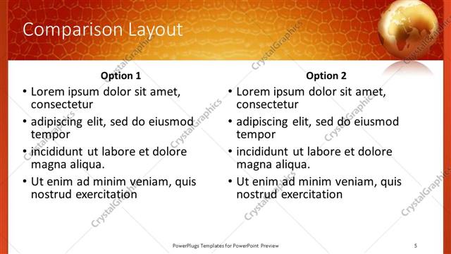 Comparison presentation slide layout