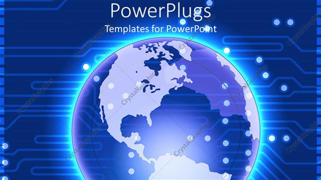  Presentation with circuit - Glowing Earth globe world on circuit board background, technology, IT, global communications, networking