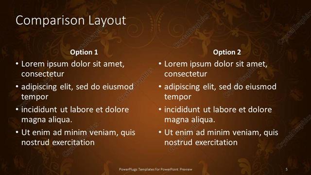 Comparison presentation slide layout