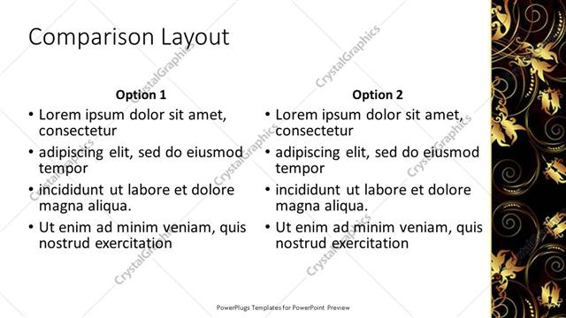 Comparison presentation slide layout