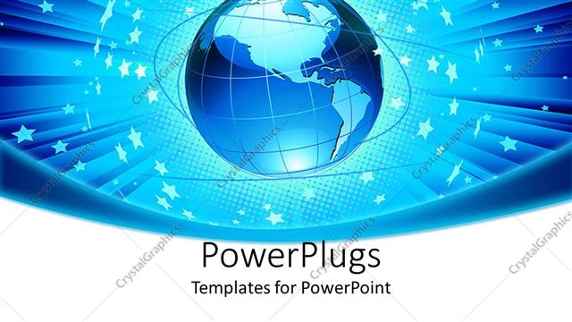  Presentation with abstract blue globe - Glowing globe with abstract lines surrounding it and stars on blue background