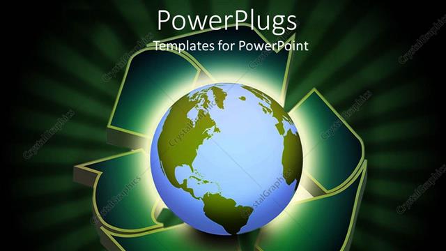  Presentation with recycle - Glowing globe placed on recycle symbol